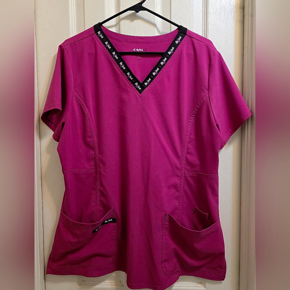 EUC Scrubstar Breast Cancer Awareness Scrub Top